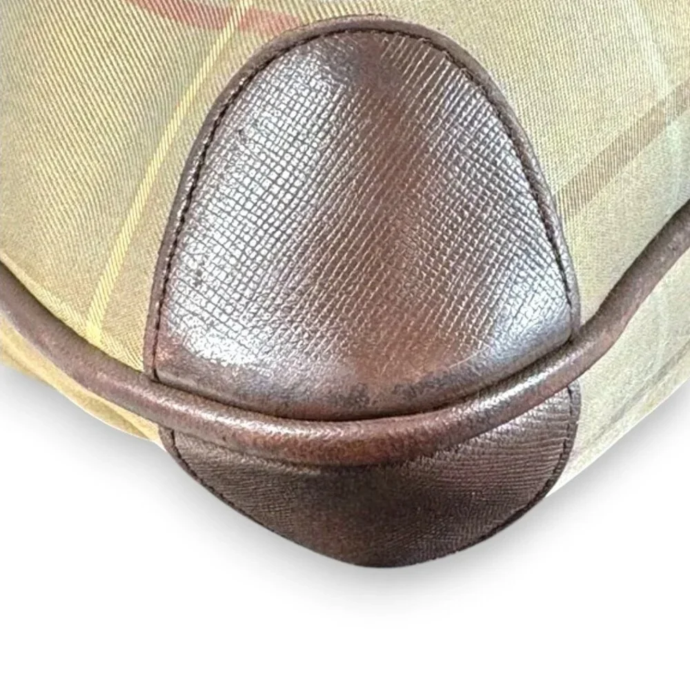Burberrys Vintage Nova Check Leather Trimmed Large Tote with COA